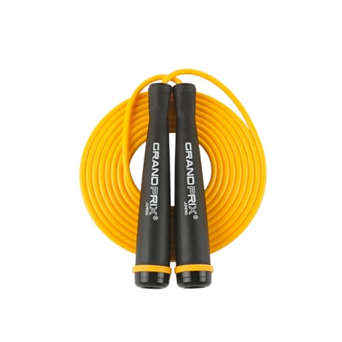 Speed Jump Rope for Men & Women (Grand Prix Speed Series) | Adjustable PVC Jump Rope for Fitness, Boxing & HIIT Workouts | Professional Skipping Rope | Made in Korea - color: Black/Yellow