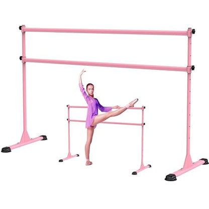 Freestanding Height Adjustable Ballet Barre - color: 6ft (Steel Crossbar, Pink)