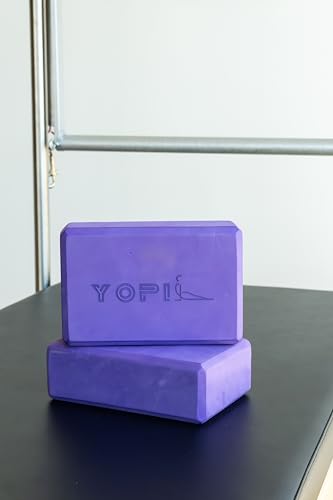 Yoga Blocks 2 Pack, Purple Foam Yoga Blocks for Women, 3 x 6 x 9 Inch Supportive EVA Blocks for Yoga, Pilates, Stretching & Meditation, Non-Slip Lightweight Blocks for Balance, Stability & Flexibility