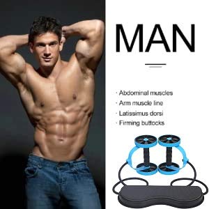 Men Ab Roller Wheel with Resistance Band Women Flex Abdominal Trainers Double Rollers Home Gym Multi-Functional Exercise Knee mat Body Fitness Equipment Core Ab Workout
