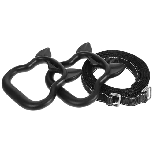 Gymnastics Rings with Adjustable Straps, Black Plastic Pull-up Rings for Indoor and Outdoor Workout, 1 Pair Set for ’s Strength Training and Muscle Development
