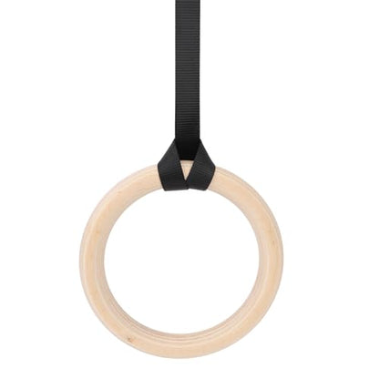 Drfeify Wooden Gym Rings, Birch Pull Up Strength Training Rings Bodyweight Gymnastics for Full Body Workouts