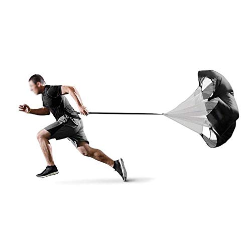 Professional Speed Resistance Training Parachute, 5 to 15kg Adjustable Drag Power Umbrella for Running, Strength and Agility Exercise Includes Carry Bag, Black