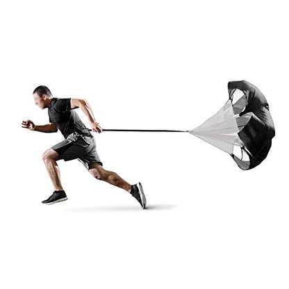 Professional Speed Resistance Training Parachute, 5 to 15kg Adjustable Drag Power Umbrella for Running, Strength and Agility Exercise Includes Carry Bag, Black