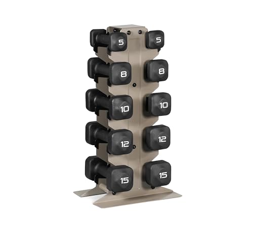 Tone Fitness Neoprene Dumbbell Set with Storage Rack – Non-Slip, Anti-Roll Hand Weights for Home Gym Workouts | 20 lb, 32 lb, 50 lb, 60 lb & 100 lb Options