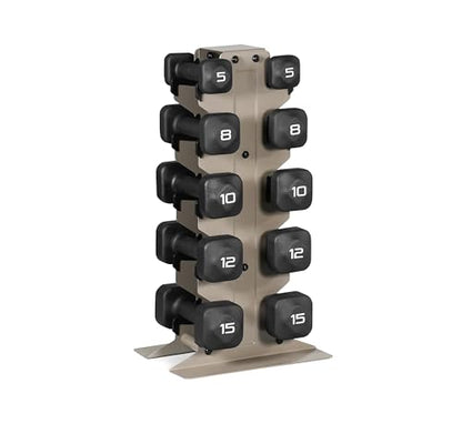 Tone Fitness Neoprene Dumbbell Set with Storage Rack – Non-Slip, Anti-Roll Hand Weights for Home Gym Workouts | 20 lb, 32 lb, 50 lb, 60 lb & 100 lb Options