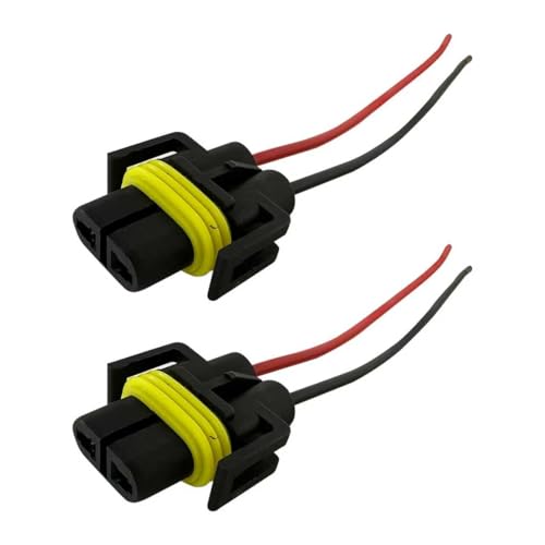2PCS H8/ H9/ H11 880 881 Bulb Sockets, Nylon Female Adapter Wiring Harness Sockets Wire Connector, Waterproof 2-Hole Fog Light Wiring Harness Kit with Wire, for Headlights or Fog Lights - size: 2pcs