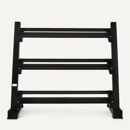 Amazon Basics 3-Tier Adjustable Dumbbell Weight Rack, Sturdy Steel Stand Only, Black