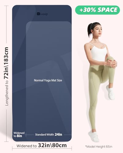 KEEP Extra Wide Yoga Mat, 7mm Thick 72" x 32" Exercise Mat - color: Navy Blue