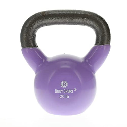Body Sport Cast Iron Vinyl Coated Kettlebells – Kettlebell for Weight Lifting – Strength Training Kettlebell – Professional Fitness for Gym & At Home