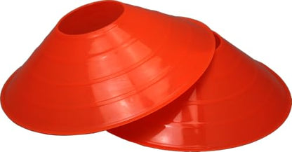 BlueDot Trading High Visibility Disc Cones for Sports, Agility Training, Soccer, Football, Field Cone Markers for Adults or Kids, Red, Quantity 12-Pack