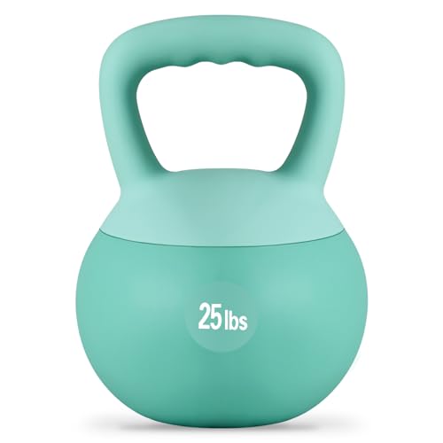 DlandHome Kettlebell Weights Strength Training Kettlebell-Great for Full Body Workout and Strength Training,Easy Grip Handle,PVC Filled with Iron Sand - color: Mint Green-25lbs