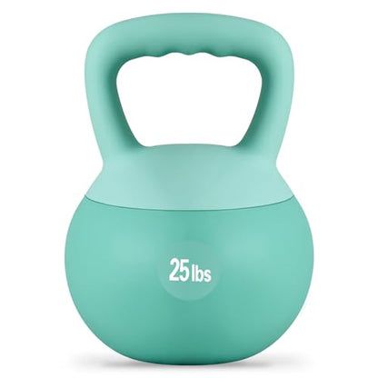 DlandHome Kettlebell Weights Strength Training Kettlebell-Great for Full Body Workout and Strength Training,Easy Grip Handle,PVC Filled with Iron Sand - color: Mint Green-25lbs