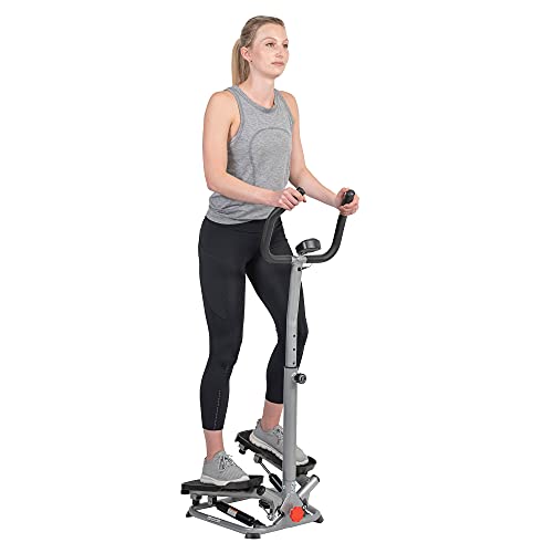 Sunny Health & Fitness Twist Stair Stepper Machine with Handlebar, Low Impact Stepper, Compact & Space Saving for Home Workouts SF-S020027