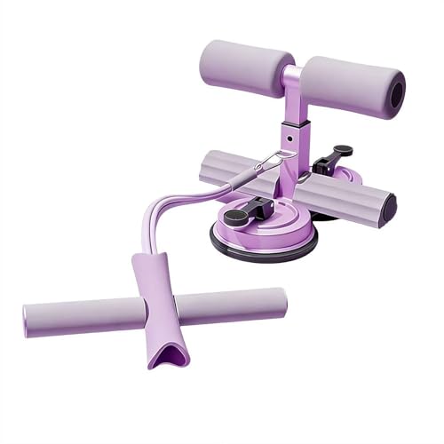 Sit-Up Assistant with Dual Suction Cups & Handle – 3-Level Height Adjustable Core Trainer for Home Workouts, Double-Layer NBR Foam Padding, Compact Abdominal Exercise Equipment for Men & Women - color: Purple