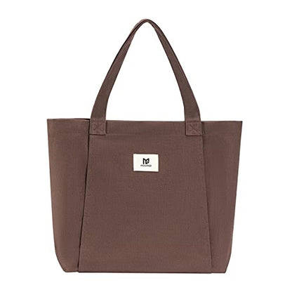 Moyaqi Canvas Tote Bag with Yoga Mat Carrier Pocket Carryall Shoulder Bag for Office, Workout, Pilates, Travel, Beach and Gym - color: Brown
