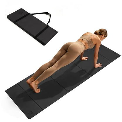 IwIeIaIrI Foldable POE Non Slip Yoga Pilates Mat– 1/4" (6mm) Thick - color: Dark Grey