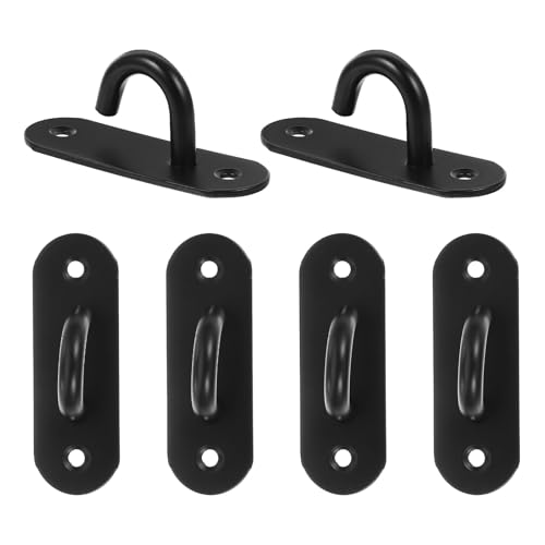 PRETYZOOM 6pcs Resistance Band Wall Anchors Stainless Steel Hooks Large Open Eye Plate Strength Training Mounts for Home Gym Yoga Strap Workout