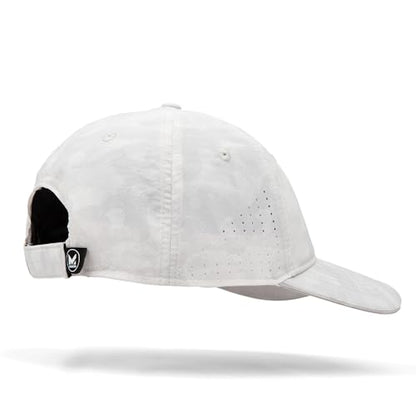 MISSION Cooling Vented Performance Hat Unisex Cap for Workouts, Golf & Running, Sweat & Water Activated Technology - color: Etched Camo White