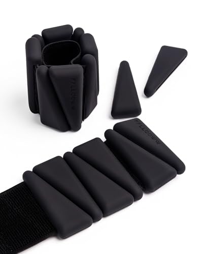 FFLLOOWW Adjustable Ankle & Wrist Weights Set, 2 lbs Each (4 lbs Total), Soft Comfortable Weights for Walking, Pilates, Barre & Home Workouts with Secure Fit for Women & Men - color: BLACK