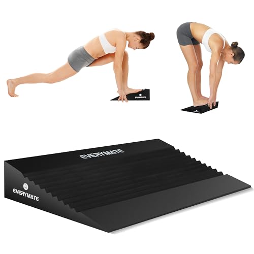 EVERYMATE Squat Wedge, Extra Large Squat Wedge Block, Squat Wedges Weightlifting, Calf Stretching, Slant Board for Squats, Heel Elevated Squat Wedge, Knees Over Toes Squats, Calf Wedge Stretching Block - size: 15 degrees