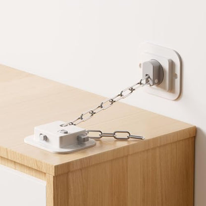 YEYA No Drill Anti-Tip Furniture Anchor, 10" Adjustable, 2 Pack | Upgraded, Strong 3M Adhesive Backing, Wall Anchors for Child Safety, White - size: 2 Count