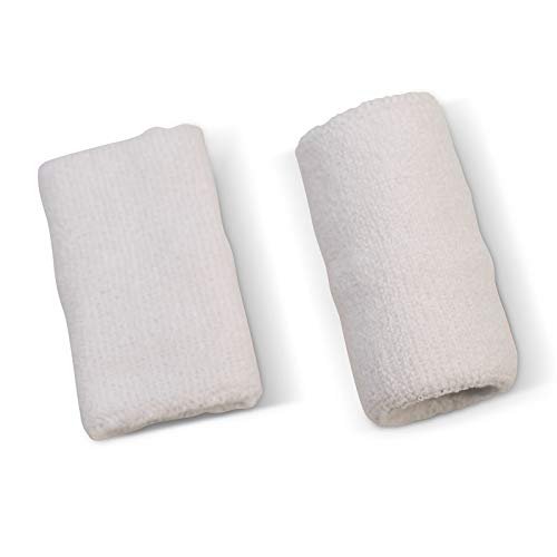 Sweat Bands for Wrists, Sports Wristbands for Men & Women, Athletic Hand Bands for Tennis, Gymnastics, Basketball, Volleyball, Baseball, Football or Gym Sport, 2-pc Cotton Arm Sweatbands 4.5" - color: White, size: 4.5 inch