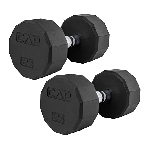 CAP 50 lbs Coated Dumbbell Set | Multiple Styles - color: 12-Sided Chrome Handles, style: 25LBx2 Set