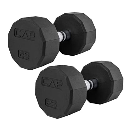 CAP 50 lbs Coated Dumbbell Set | Multiple Styles - color: 12-Sided Chrome Handles, style: 25LBx2 Set