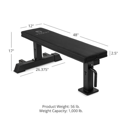 Titan Fitness Elite Series Single Post Flat Bench, Rated 1,000 LB, 2.5" Thick HeftyGrip Vinyl Pad, Dedicated Home Gym Competition Weightlifting & Strength Training Utility Bench - color: Black