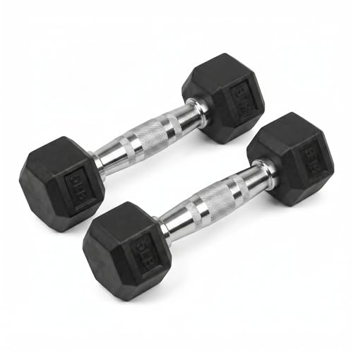 5-50 lbs Hex Dumbbell Weight Set With Rack for Home Outdoor Gyms 6-10 Pair Rubber Exercise & Fitness Nonslip Handle Dumbbells and Storage Rack Hold 350/450/550 Pounds