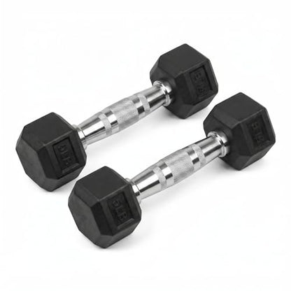 5-50 lbs Hex Dumbbell Weight Set With Rack for Home Outdoor Gyms 6-10 Pair Rubber Exercise & Fitness Nonslip Handle Dumbbells and Storage Rack Hold 350/450/550 Pounds