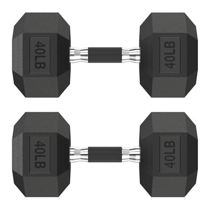 HANDBODE Hex Dumbbell Set 2.5-65 lb, Rubber Encased Hex Dumbbells for Home Gym, Weights Dumbbells Set of 2 Hand Weights for Strength Training & Fitness Exercise - size: 40 lb, Pair, style: Comfort Grip