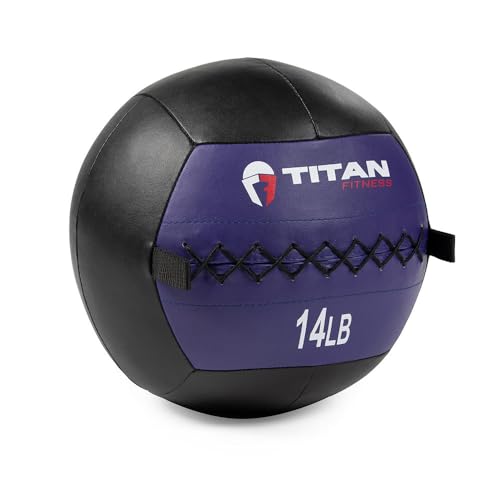 Titan Fitness Soft Leather Medicine Wall Ball Durable, Endurance, Cardio, Core Strength - size: 14 lb
