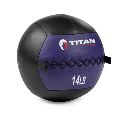 Titan Fitness Soft Leather Medicine Wall Ball Durable, Endurance, Cardio, Core Strength - size: 14 lb