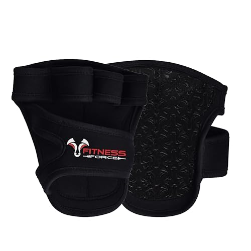 FITNESS FORCE Workout Gloves for Men & Women Partial Weight Lifting Gloves Non-Slip Gym Grip for Weight Lifting Calluses Guard Fingerless Exercise Gloves with Full Palm Protection