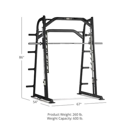 Titan Fitness Smith Machine, Counterbalanced Power Rack with Adjustable Safety Stops, Olympic Fixed Barbell Design, Multi-Grip Pull Up Bar, Resistance Band Pegs, Home Gym Workout Equipment