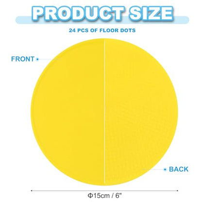 PATIKIL 6 Inch Poly Spot Markers, 24Pcs Non Slip Rubber Floor Dots with Storage Bag Flat Agility Cones for Sports Training Basketball Football, Yellow
