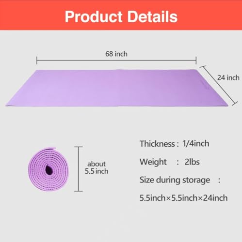 Primasole Yoga Mat with Carry Strap for Yoga Pilates Fitness and Floor Workout at Home and Gym Non-slip 9 colors
