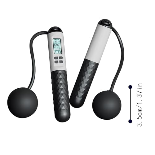 Rope Less Jump Rope Weighted - Digital Jump Counter Trainer, Ball Bearing Exercise Skipping System, Cordless Fitness Speed Jumper, Portable Calorie Workout Equipment For Men Women Cardio Training