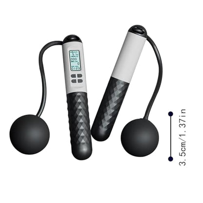 Rope Less Jump Rope Weighted - Digital Jump Counter Trainer, Ball Bearing Exercise Skipping System, Cordless Fitness Speed Jumper, Portable Calorie Workout Equipment For Men Women Cardio Training