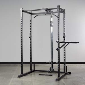 REP Fitness PR-1100 Power Rack Home Gym System, Squat Cage with Attachment Compatibility Multi-Grip Pull Up Bar, Adjustable J Cups, Extended Safeties, 700 lb Capacity, Strength Training Equipment - style: Power Rack + Lat/Row Attachment + Dip Attachment