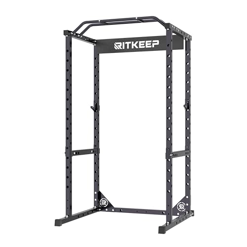 RitKeep RMAX 2250 Power Rack, 1200 lb Capacity Multi-Function Squat Rack and Weight Cage for Strength Training with Pull-Up Bar, Safety Bars, J-Hooks for Home Gym and Garage Gym