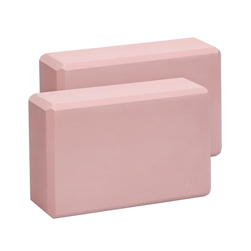EXERZ Yoga Blocks 2 pack, Gym Blocks, Exercise Workout Fitness Bricks, Pilates Stretch Handstand Non-Slip - color: Blush Pink