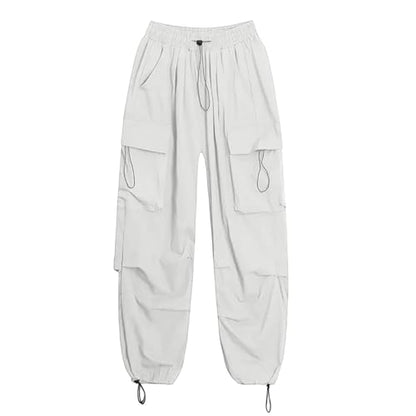 Parachute Pants for Woman Elastic Waisted Lightweight Quick Dry Cargo Pants Casual Hiking Joggers with Pockets