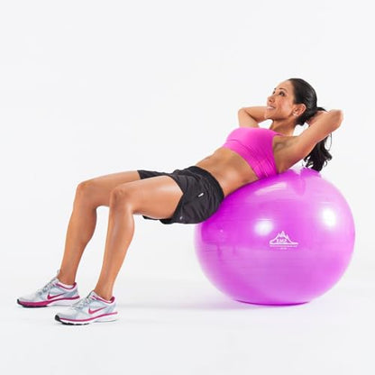 Black Mountain Products Exercise Stability Yoga Ball, Foot Pump, Ball Plug, Plug Puller, 2000 Lbs Static Weight Capacity Antiburst - color: Black, size: 45cm