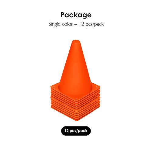 7.5 Inch Plastic Sport Training Traffic Cone (Set of 12, Orange)
