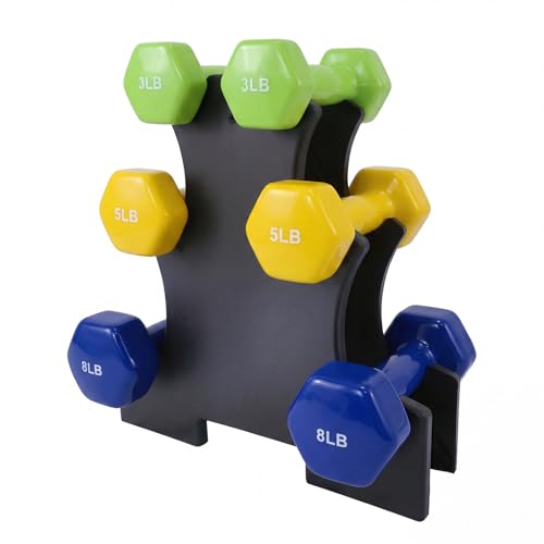 Dumbbell Set for Women and Men,Neoprene Coated Free Hand Weights Set - color: Smooth Surface, size: 3+5+8 lbs