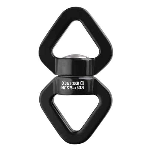 Tree Swing Swivel Spinner, 30 kN Rotational Climbing Rope Device, Hanging Hook Accessory for Children's Web Swing, Aerial Dance (Black)