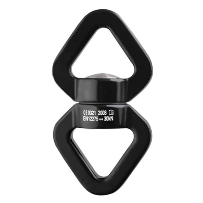 Tree Swing Swivel Spinner, 30 kN Rotational Climbing Rope Device, Hanging Hook Accessory for Children's Web Swing, Aerial Dance (Black)